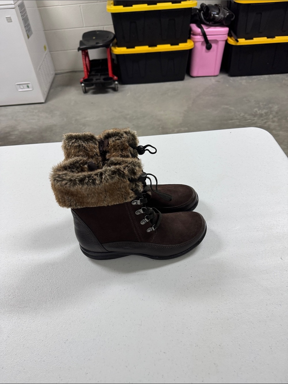 Clarks Dark Brown Faux-Fur Lace-Up Winter Boots